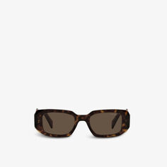 Солнцезащитные очки PR 17WS в прямоугольной оправе черепаховой расцветки Prada, коричневый
