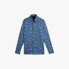 Рубашка Frith из эластичного хлопка с цветочным принтом Ted Baker, синий