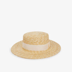 Соломенная шляпа канотье с лентой Boutique Bonita, бежевый