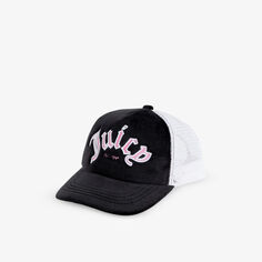 Велюровая кепка с вышитым логотипом и сетчатой спинкой Juicy Couture, черный