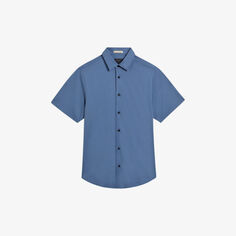 Рубашка из хлопкового джерси с короткими рукавами Ted Baker, синий