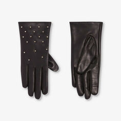 Кожаные перчатки Bonneterie с заклепками Claudie Pierlot, цвет noir / gris