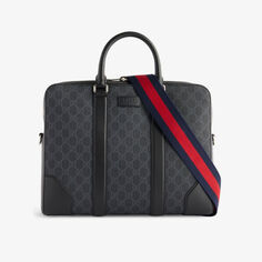 Портфель из холщовой ткани с покрытием и логотипом Gucci, черный
