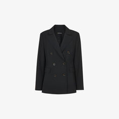 Двубортный пиджак Sian из эластичной шерсти с заостренными лацканами Whistles, черный