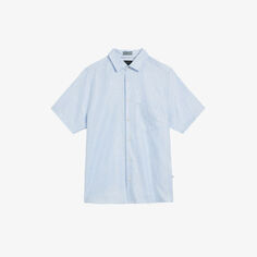 Рубашка Knigfrd классического кроя из смесового льна с короткими рукавами Ted Baker, синий