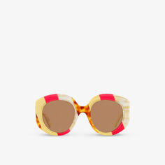 GC002055 GG1308S солнцезащитные очки из ацетата в круглой оправе Gucci, коричневый