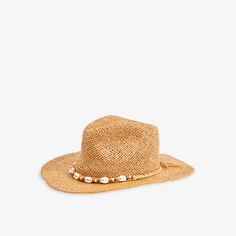 Ковбойская шляпа из бумаги, украшенная ракушками Boutique Bonita, цвет natural