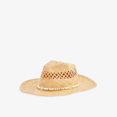 Соломенная ковбойская шляпа Peace and Love, украшенная бисером Boutique Bonita, цвет natural