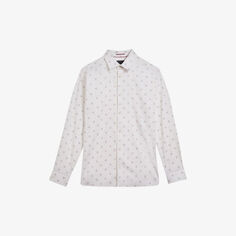 Рубашка Belmar классического кроя из эластичного хлопка с цветочным принтом Ted Baker, белый