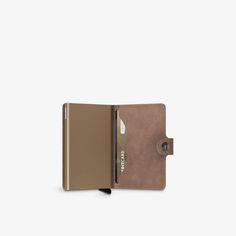 Винтажный кожаный кошелек с тиснением бренда Secrid, коричневый