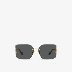 Солнцезащитные очки MU 54YS в металлической квадратной оправе Miu Miu, желтый