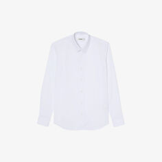 Бесшовная рубашка классического кроя из хлопка с острым воротником Sandro, цвет naturels