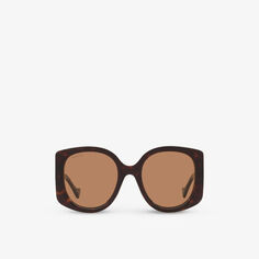 Солнцезащитные очки GG1257S в прямоугольной оправе из ацетата ацетата Gucci, коричневый