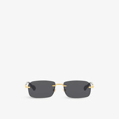 Солнцезащитные очки GG1221S в металлической прямоугольной оправе Gucci, желтый