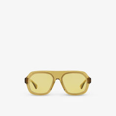 6J000397 BV1217S солнцезащитные очки из ацетата в прямоугольной оправе Bottega Veneta, желтый