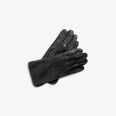 Украшенные стежками перчатки из кашемира и кожи Aspinal Of London, черный