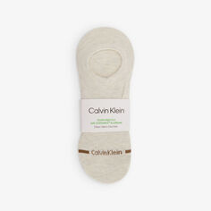 Набор из двух носков из эластичной смесовой ткани с логотипом Calvin Klein, бежевый