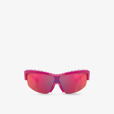SK6014 солнцезащитные очки из ацетата в прямоугольной оправе, украшенные драгоценными камнями Swarovski, розовый