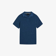 Рубашка-поло из хлопка с махровым воротником Sandbank Ted Baker, синий