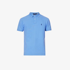 Рубашка-поло приталенного кроя из хлопкового пике с короткими рукавами и вышитым логотипом Polo Ralph Lauren, синий