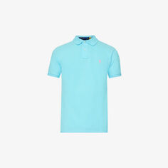 Рубашка-поло приталенного кроя из хлопкового пике с короткими рукавами и вышитым логотипом Polo Ralph Lauren, бирюзовый