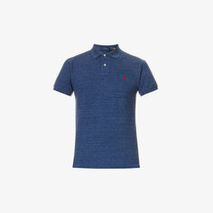 Рубашка-поло приталенного кроя из хлопкового пике с короткими рукавами и вышитым логотипом Polo Ralph Lauren, цвет classic royal heather