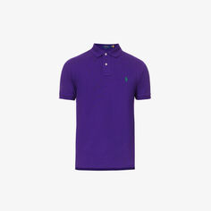 Рубашка-поло приталенного кроя из хлопкового пике с короткими рукавами и вышитым логотипом Polo Ralph Lauren, фиолетовый