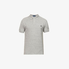 Рубашка-поло приталенного кроя из хлопкового пике с короткими рукавами и вышитым логотипом Polo Ralph Lauren, цвет canterbury heather