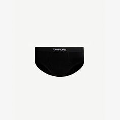 Трусы узкого кроя из эластичного хлопка с принтом логотипа Tom Ford, черный