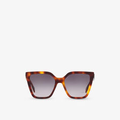 FE40086I солнцезащитные очки в квадратной оправе из ацетата черепаховой расцветки Fendi, коричневый
