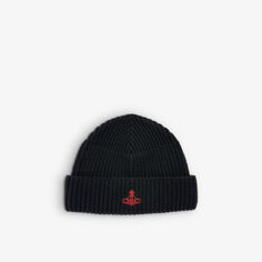 Спортивная шапка шерстяной вязки с вышитым логотипом Vivienne Westwood, черный