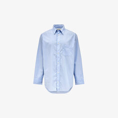 Хлопковая рубашка оверсайз в тонкую полоску Veneto Allsaints, синий
