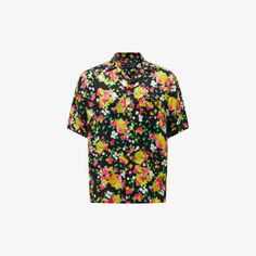 Тканая рубашка Marino с цветочным принтом Allsaints, черный