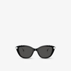 Солнцезащитные очки SK6010 в оправе «кошачий глаз» из ацетата Swarovski, черный