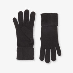 Перчатки из кашемира в рубчатую манжету с вышитым логотипом Burberry, черный