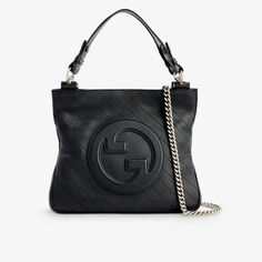 Кожаная сумка-тоут с логотипом Blondie Gucci, черный