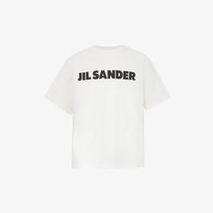 Футболка свободного кроя с логотипом из органического хлопка Jil Sander, цвет porcelain