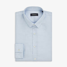 Рубашка приталенного кроя из льна и хлопка Mercer с тональной строчкой Balibaris, синий