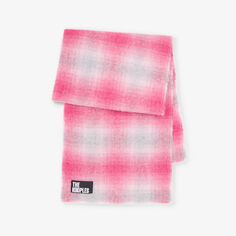 Вязаный шарф в клетку с фирменной биркой The Kooples, розовый