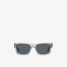 Солнцезащитные очки PR 25ZS в прозрачной ацетатной оправе в прямоугольной оправе Prada, серый