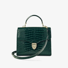 Большая сумка Mayfair из кожи с тиснением под крокодила с верхней ручкой Aspinal Of London, зеленый