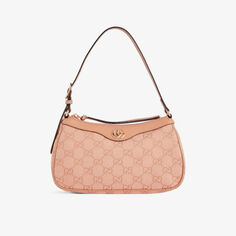 Холщовая сумка на плечо Ophidia с монограммой Gucci, цвет cloche ropink/clro