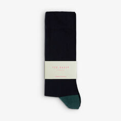Классические эластичные носки из смесового органического хлопка с контрастными вставками Ted Baker, темно-синий