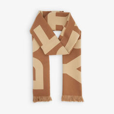 Шерстяной шарф с футбольным логотипом Burberry, коричневый