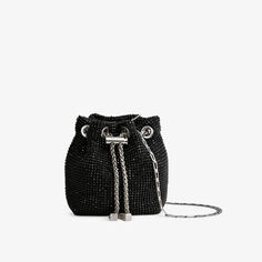 Мини-сумка-ведро Demi, украшенная кристаллами Reiss, черный