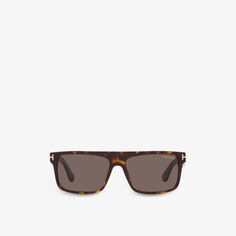 Солнцезащитные очки FT0999 в квадратной оправе из ацетата ацетата Tom Ford, коричневый