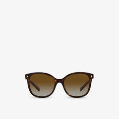 Солнцезащитные очки PR 22ZS в квадратной оправе из ацетата ацетата Prada, коричневый