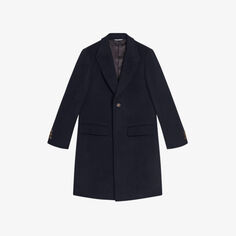 Однобортное пальто Wilding из смесовой шерсти Ted Baker, темно-синий