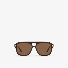 GC002033 GG1263S солнцезащитные очки из ацетата в прямоугольной оправе Gucci, коричневый