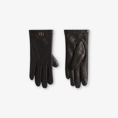 Кожаные перчатки Alphonse с бляшкой-логотипом Claudie Pierlot, цвет noir / gris